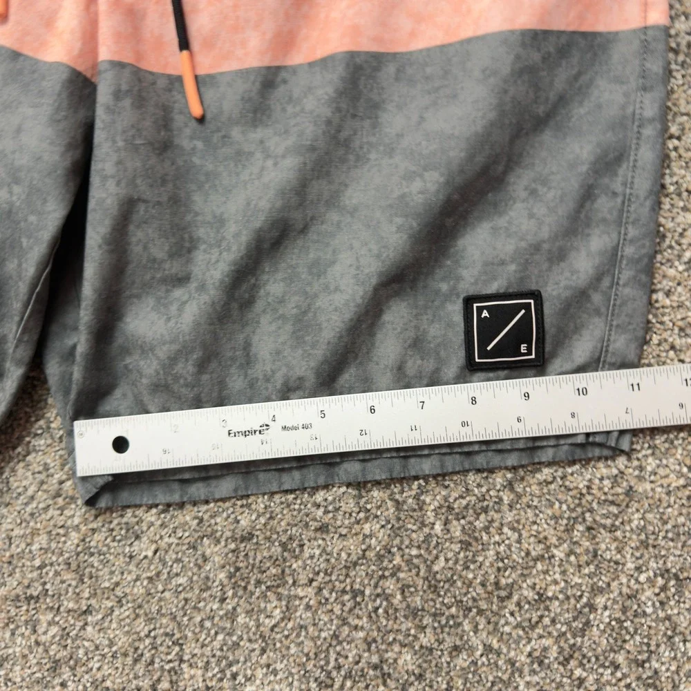 American Eagle Mens Board Shorts Gray‎ Turquoise Peach Striped Swim Trunks L